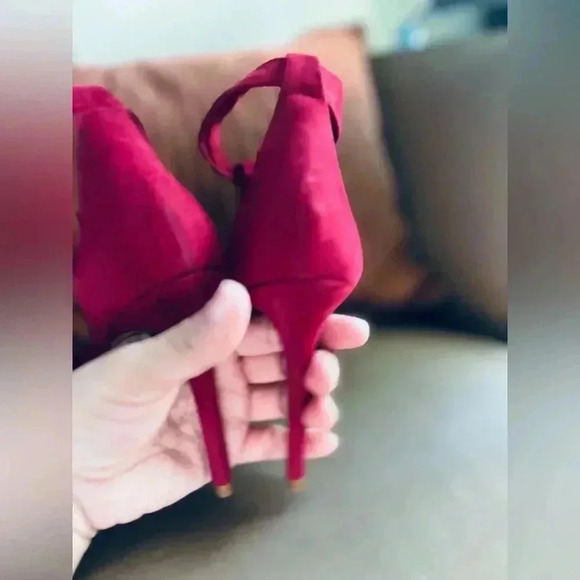 Aldo Red Pointed Toe Dress Sandal Strap Heels size 6.5 - Picture 3 of 9